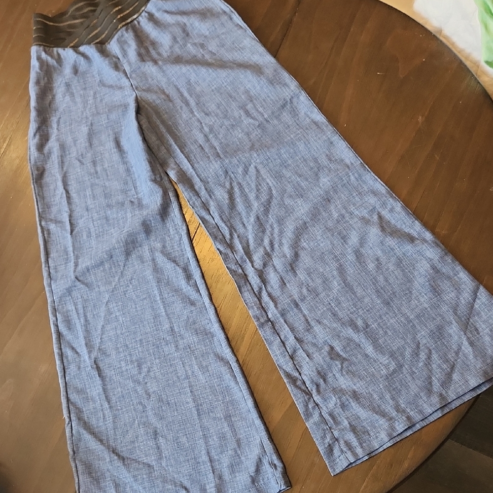 Wide Leg Blue Pants